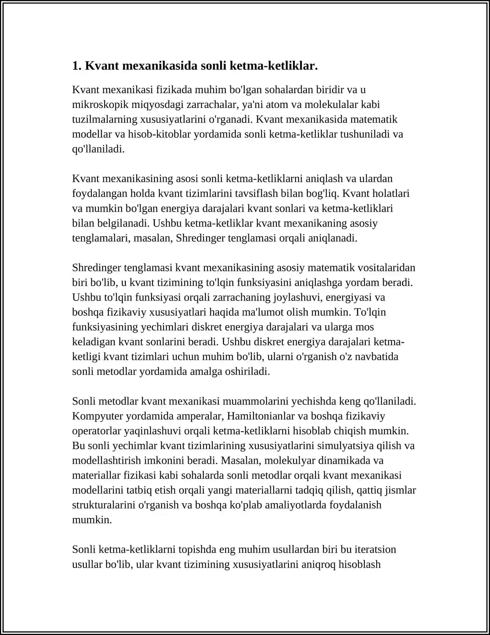 Kvamt Mexanikasidagi Tatbiklar 4