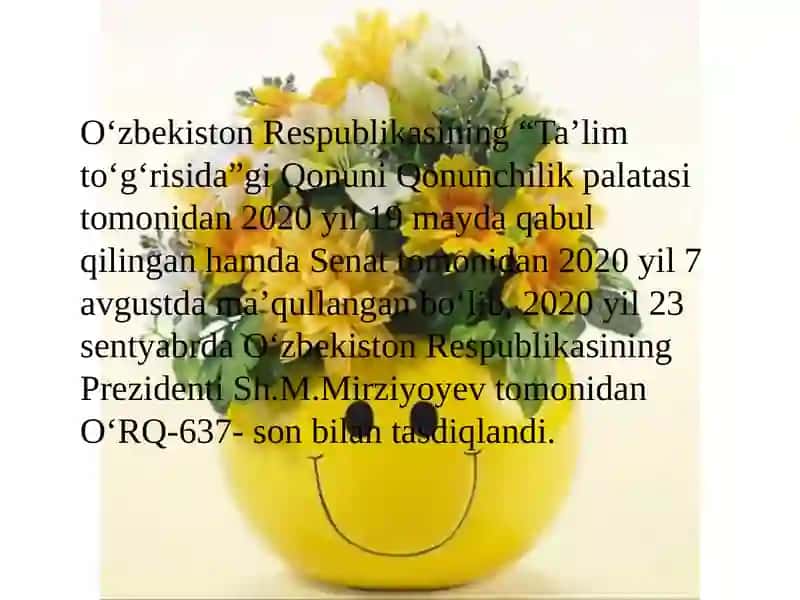 O‘zbekiston Respublikasi ta’lim to‘g‘risida Qonuni 4