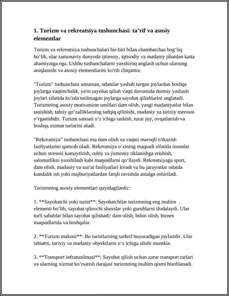 TURIZM VA REKREATSIYA HAQIDA TUSHUNCHA, ULARNING GEOGRAFIK JIHATLARI 4