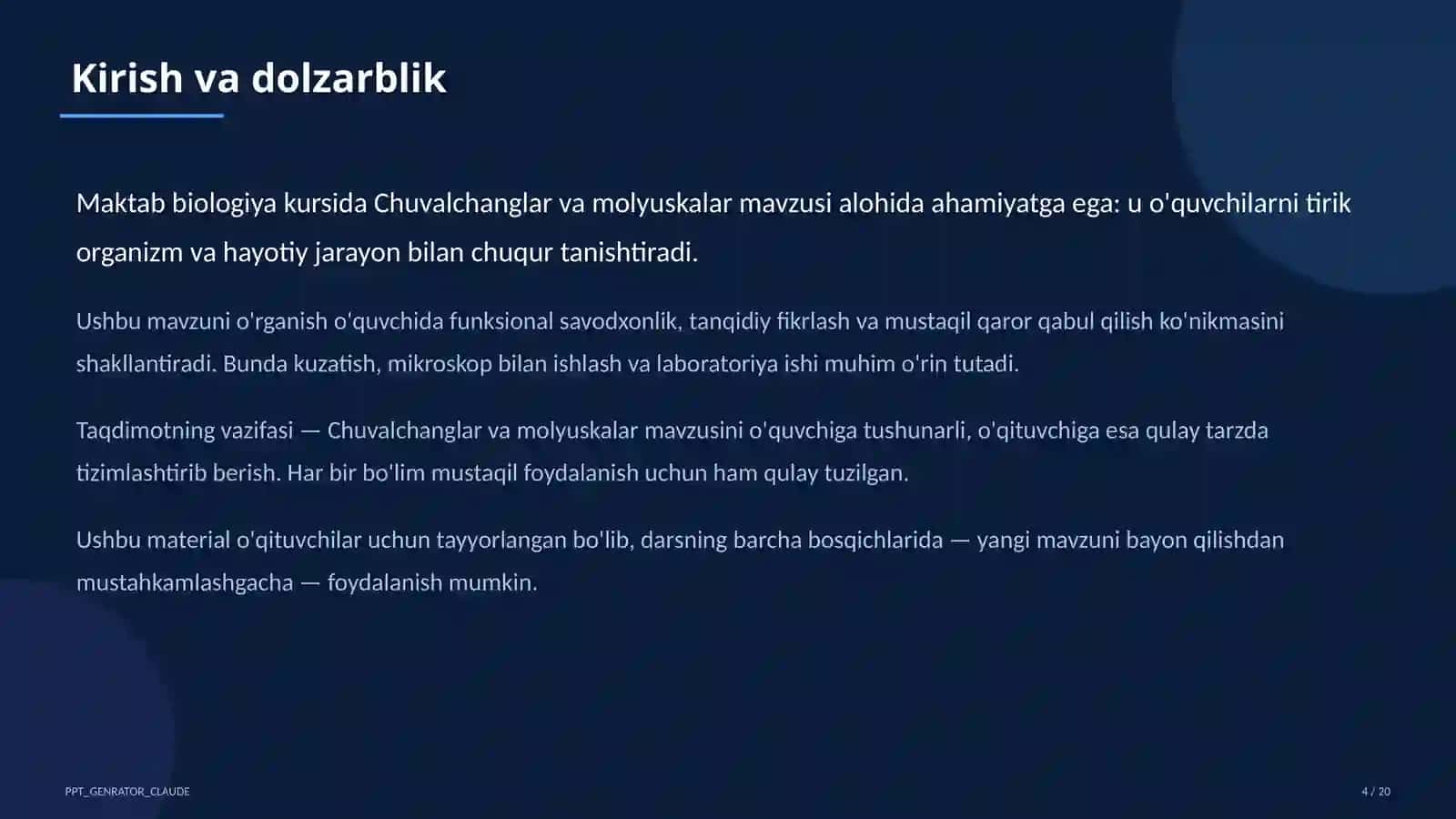 Chuvalchanglar va molyuskalar (7-sinf) 4