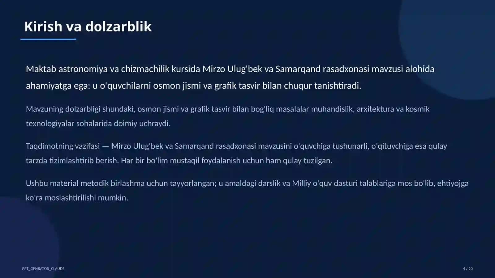 Mirzo Ulug'bek va Samarqand rasadxonasi (10-sinf) 4