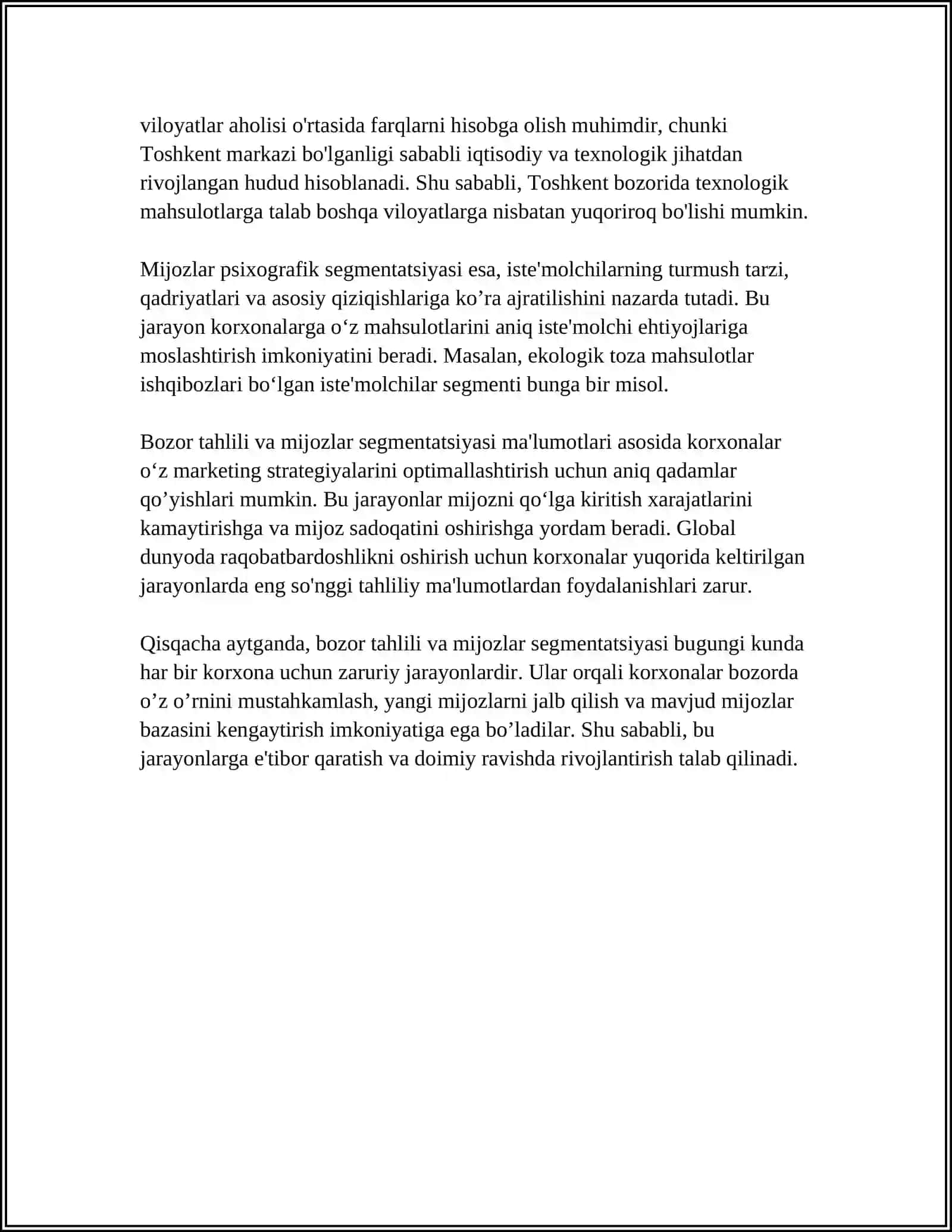 XUSUSIY XIZMAT KOʻRSATISH KORXONALARINING BIZNES REJASI 4