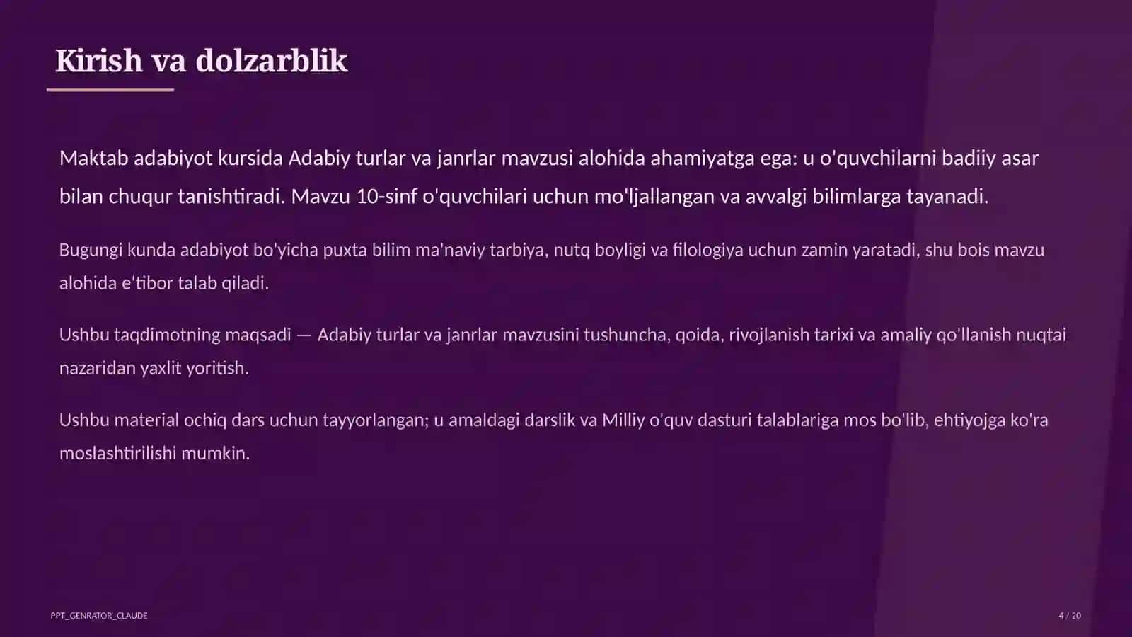 Adabiy turlar va janrlar (10-sinf) 4