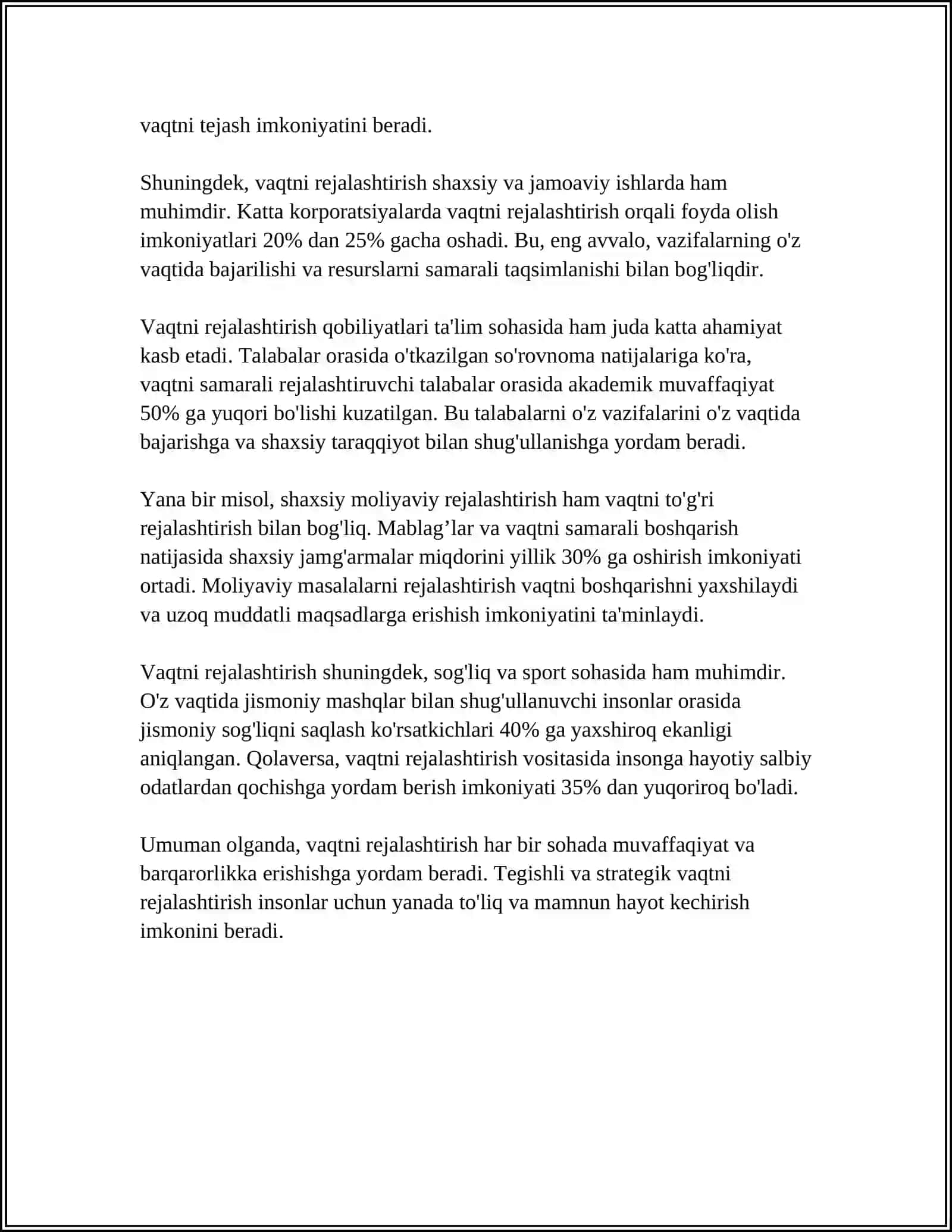 VAQT ABSORBERLARI. VAQTNI SAMARASIZ SARFLASHNI MINIMALLASHTIRISH USULLARI 4