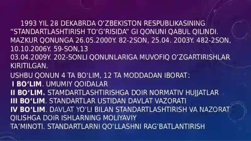 METRALOGIYA STANDARTLASHTIRISH VA SERTFIKATLASHNING TARIXI 4