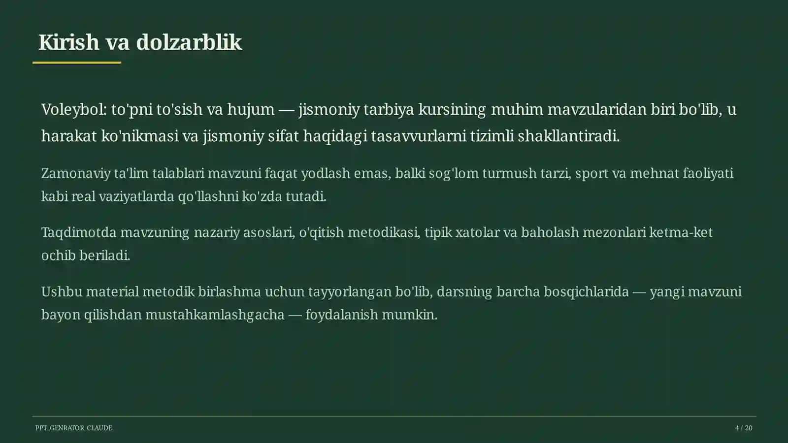Voleybol: to'pni to'sish va hujum (7-sinf) 4