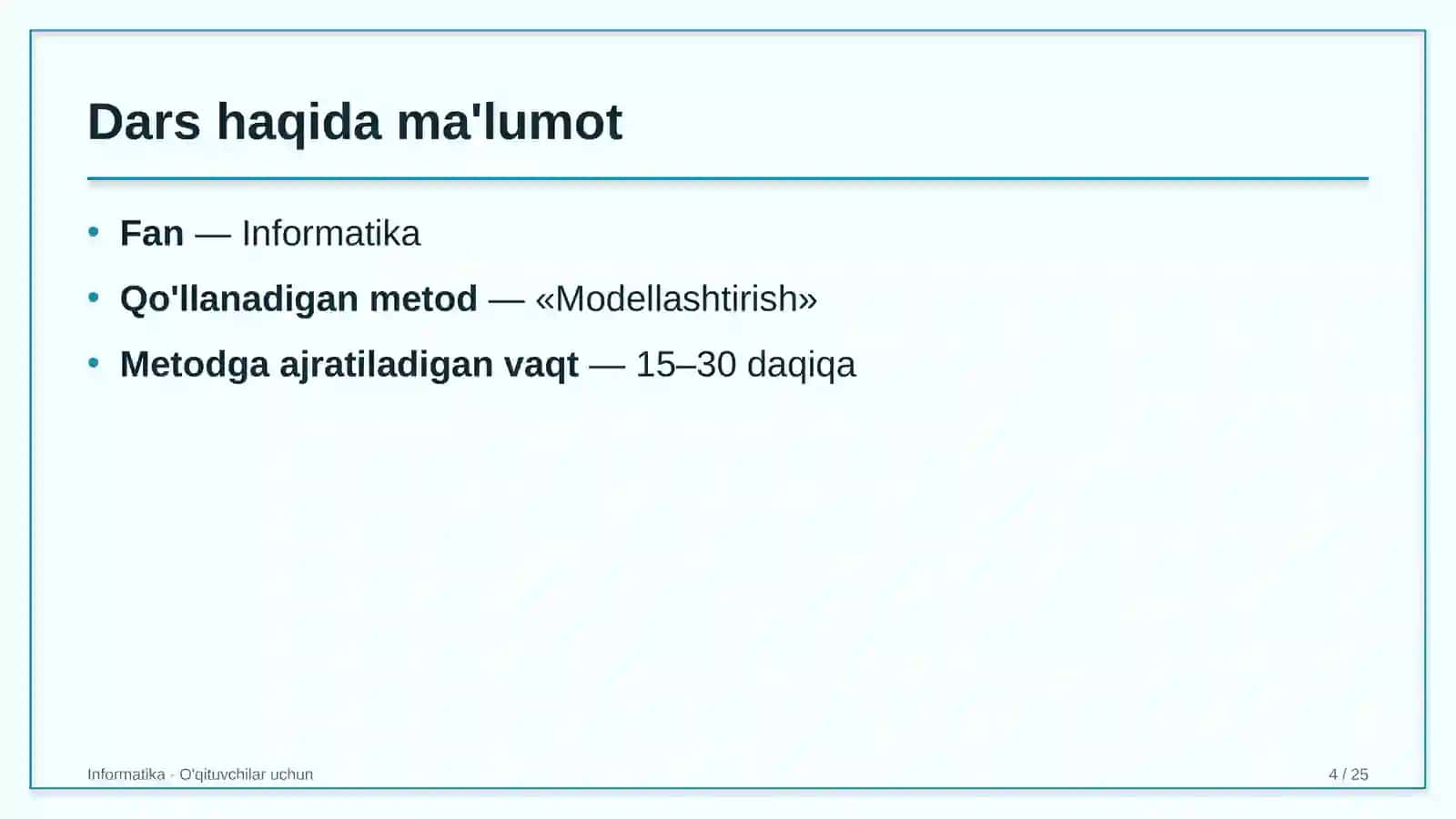 informatika darslarida modellashtirish metodidan foydalanish 1478 4