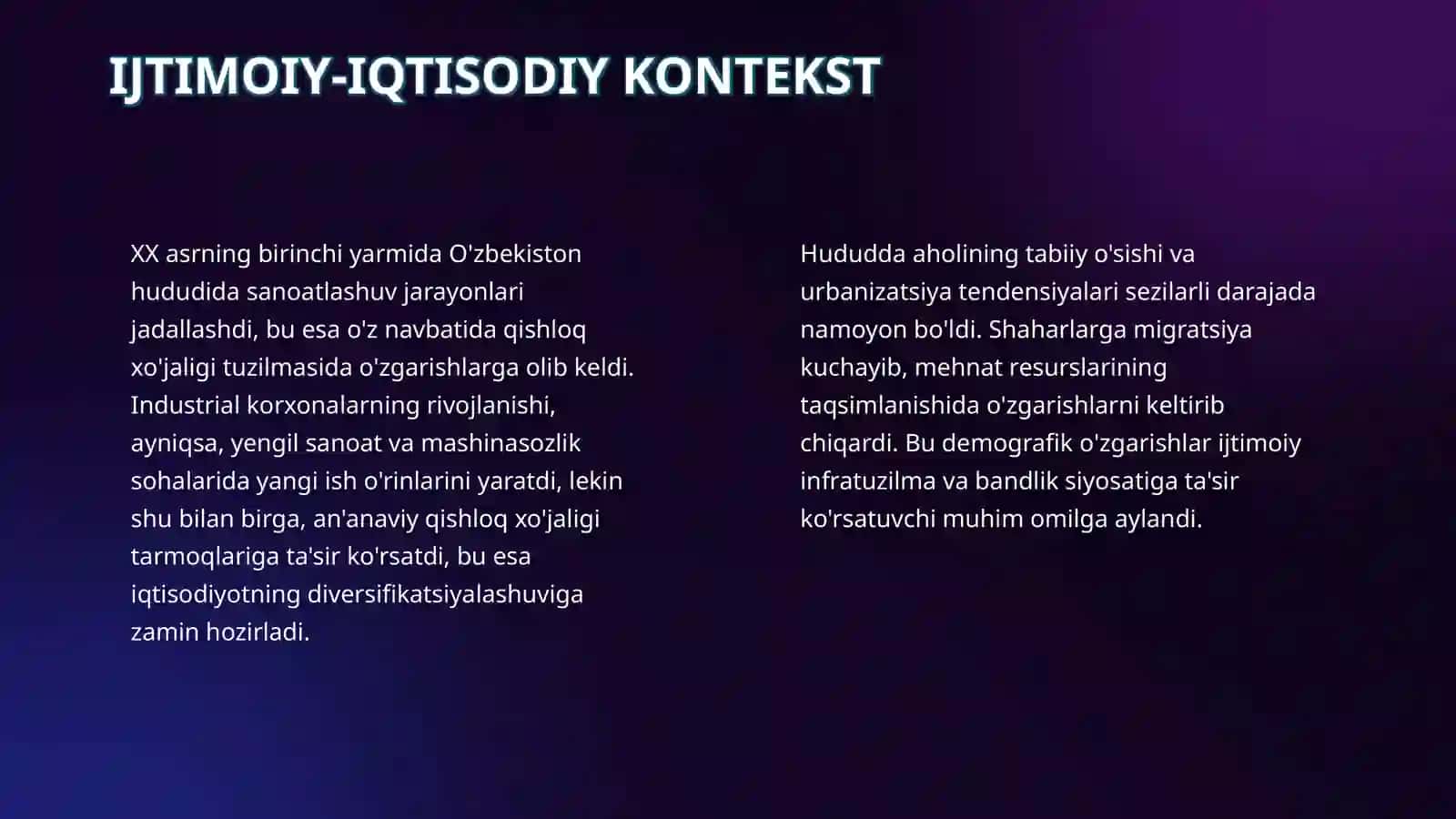 XX asrda mamlakatimiz hududida roy bergan ziddiyatli va murakkab jarayonlar 4