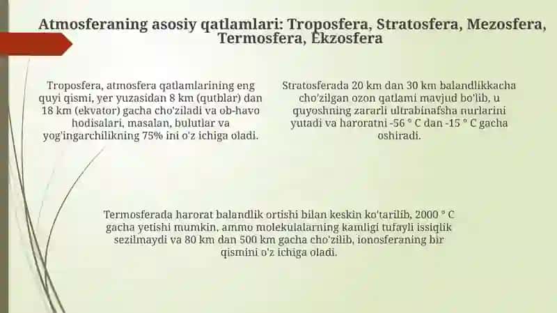 Atmosfera qavatlarining tuzilishi va xususiyatlari 4
