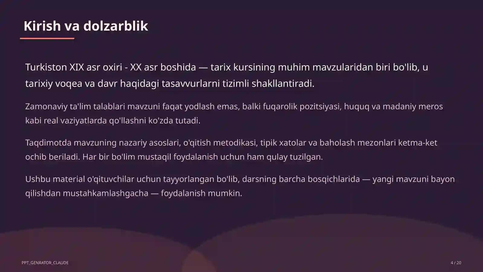 Turkiston XIX asr oxiri - XX asr boshida (9-sinf) 4