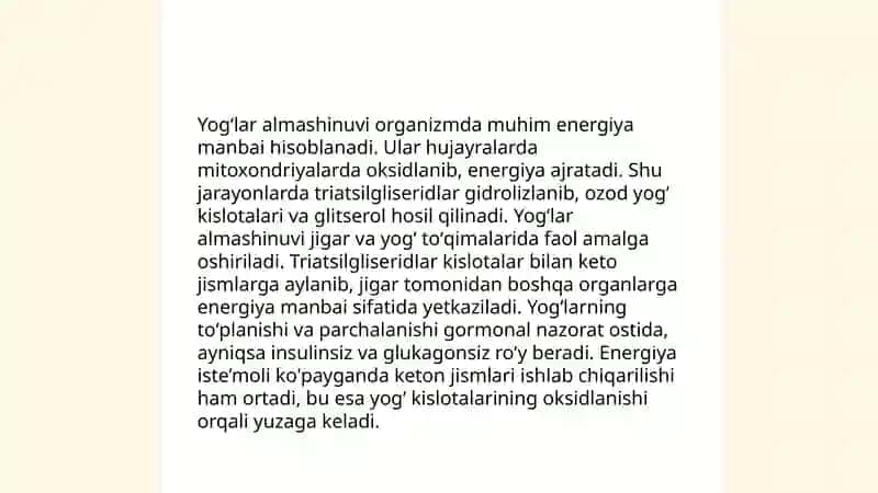 Uglevodlar almashinuvining biologik ahamiyati 4