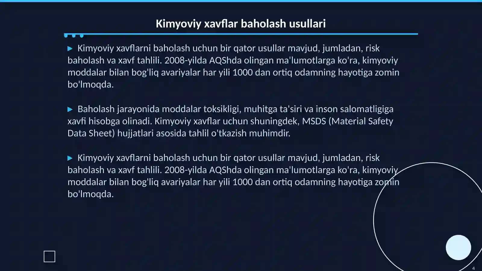 Favqulotda vaziyatlarda radiotsion va kimyoviy vaziyatlarni baholash 4