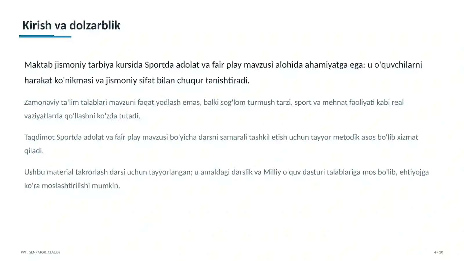 Sportda adolat va fair play (10-sinf) 4