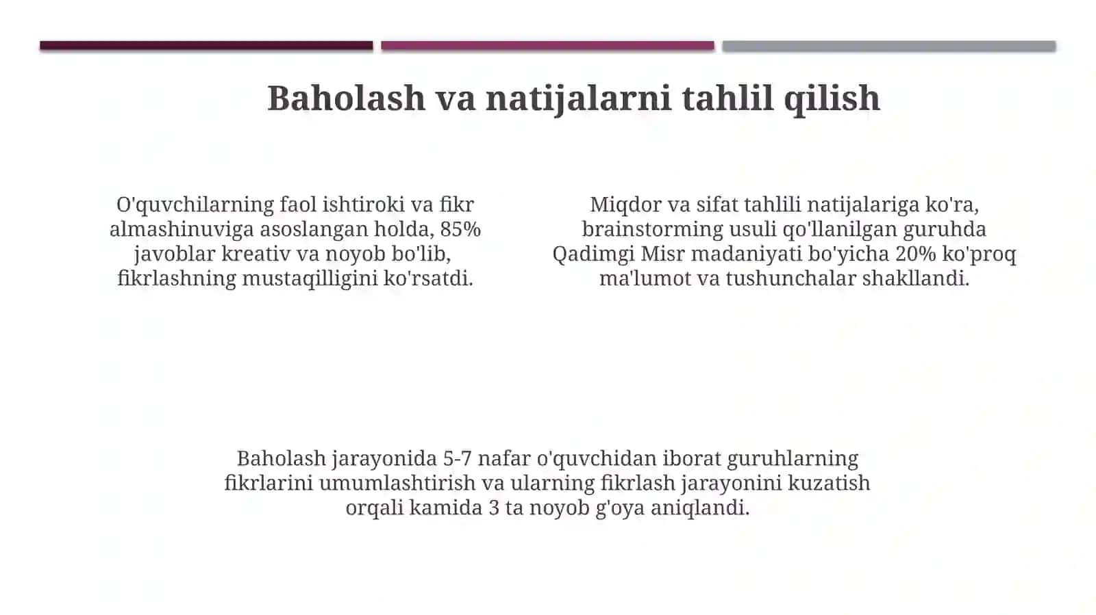 Qadimgi Misr madaniyatini o'rgatishda "Miya hujumi" usuli 4