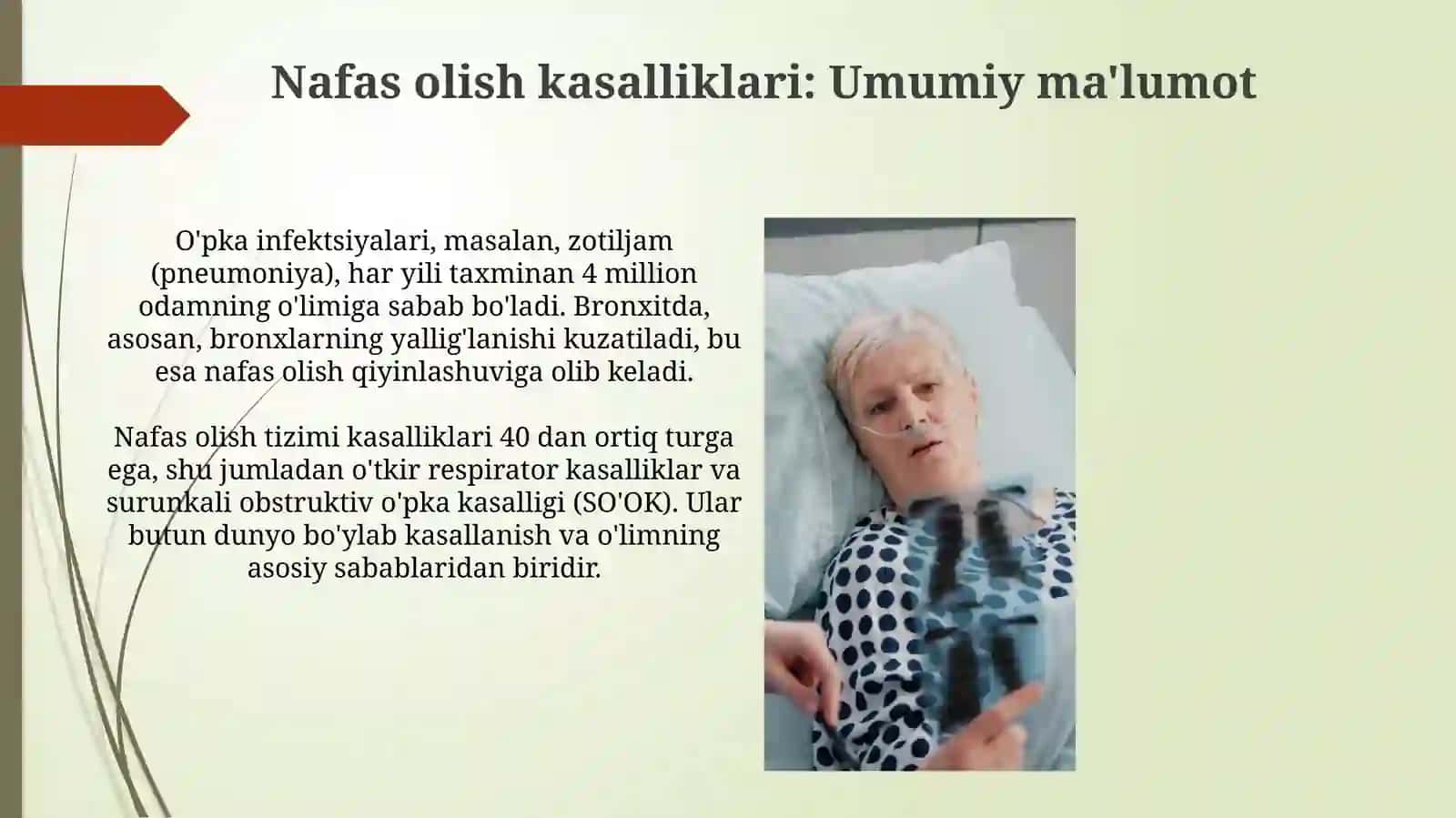 Nafas olish azolari kasalliklari.Bronxit va zotiljam kasalligida hamshiralik ishi 4