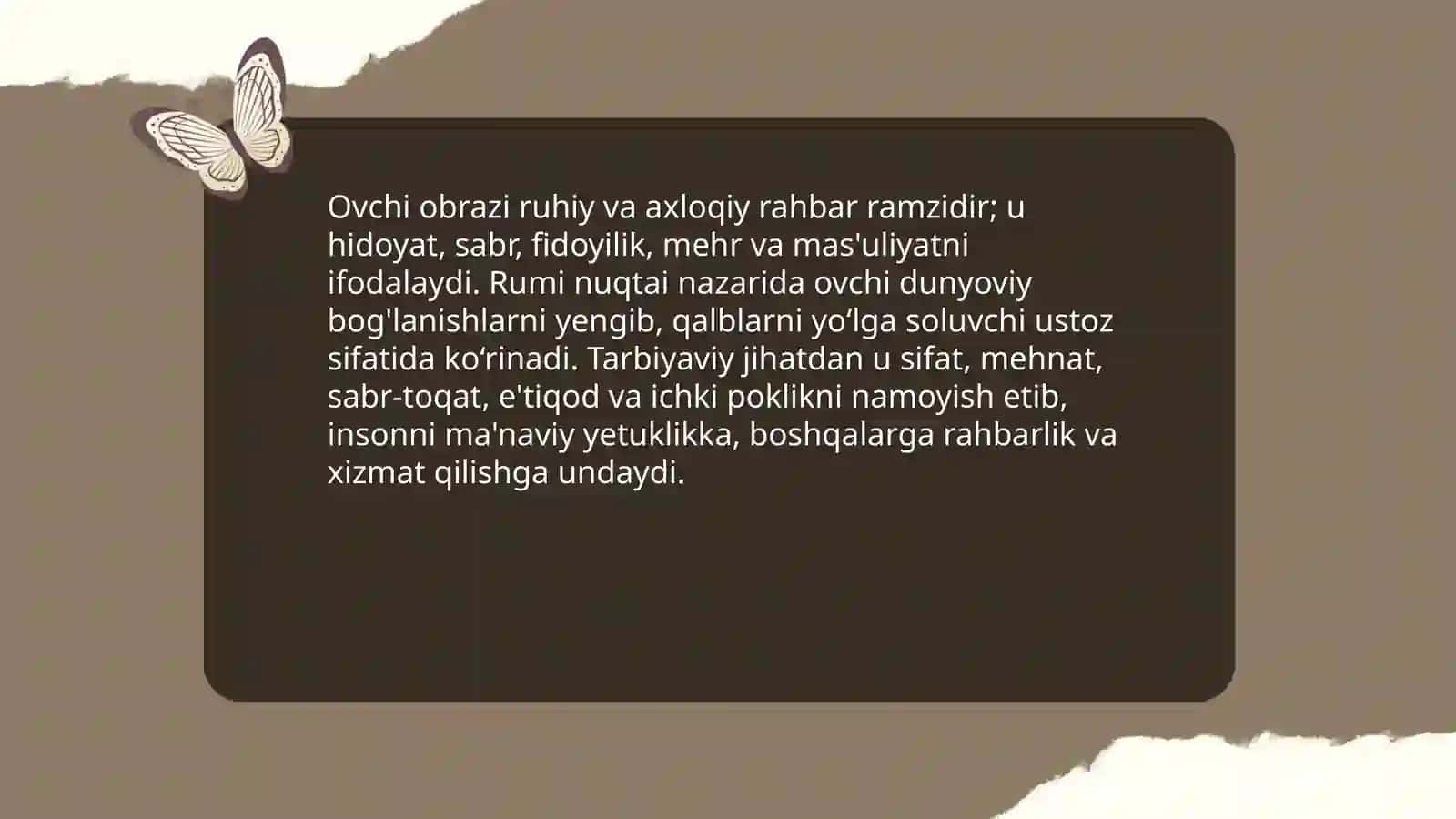 Jaloliddin Rumiyning ovchi va lochin rivoyatining mohiyati va uning tarbiyaviy ahamiyati 4