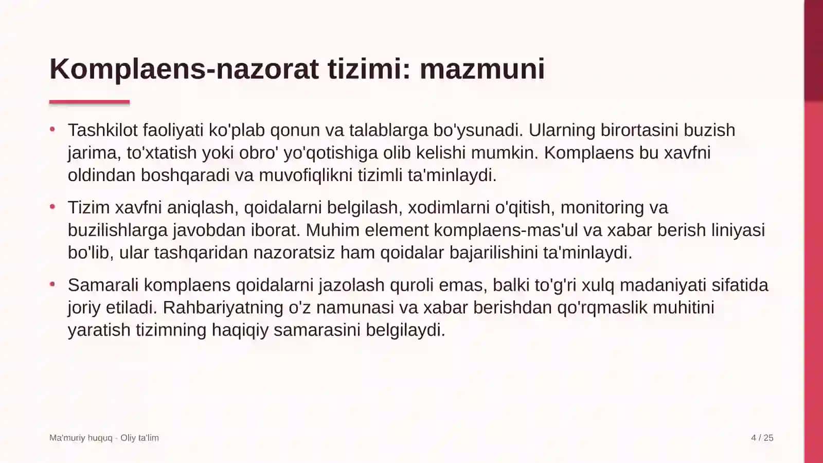 Akademik litseylarda komplaens-nazorat tizimi 4