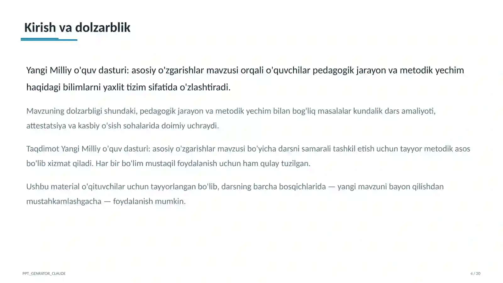 Yangi Milliy o'quv dasturi: asosiy o'zgarishlar 4