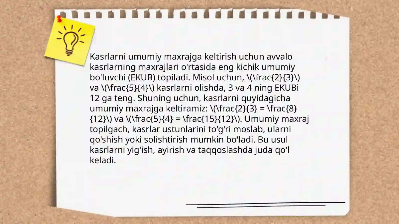 Kasrlarni qoʻshish va ayirish 4