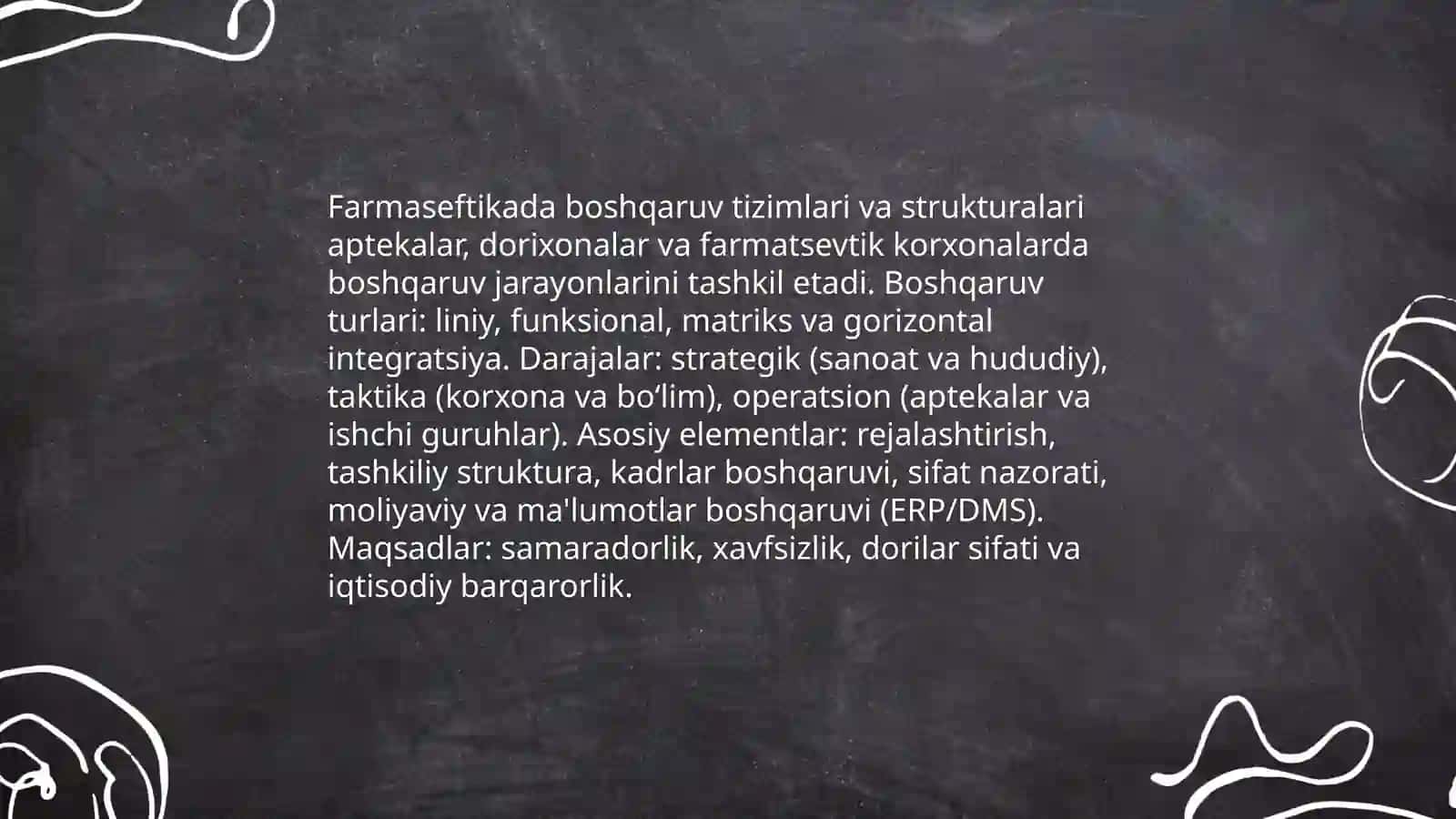 Farmaseftika ishini tashkil qilish farmaseftaikada boshqaruv farmaseftik iqtisodiyot modullari va vazifalari 4