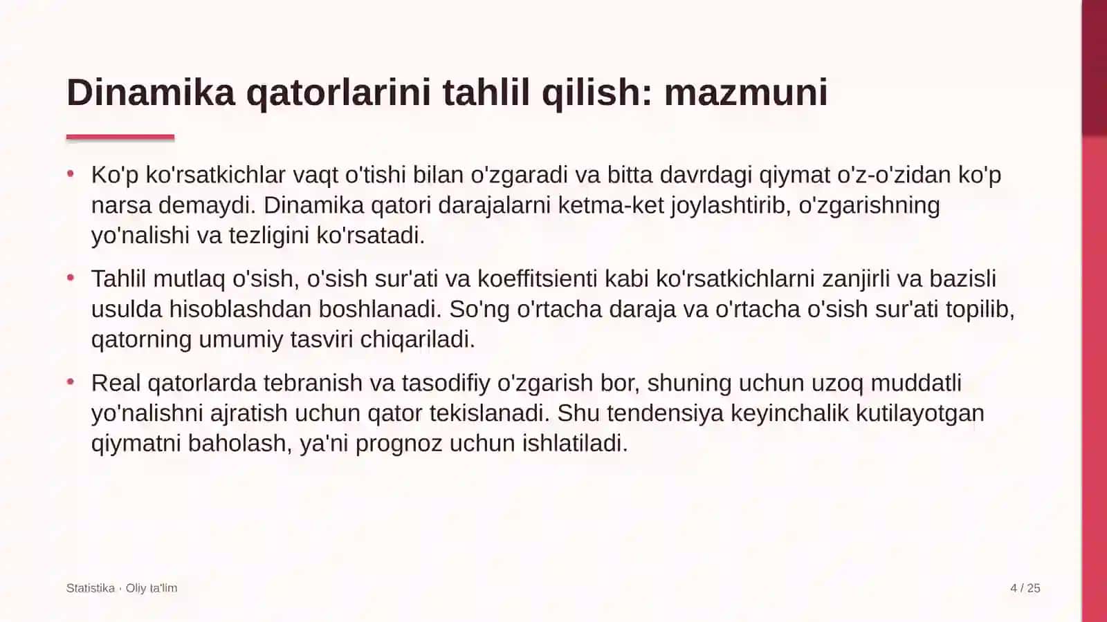 Dinamika qatorlarini tahlil qilish: mohiyati 4