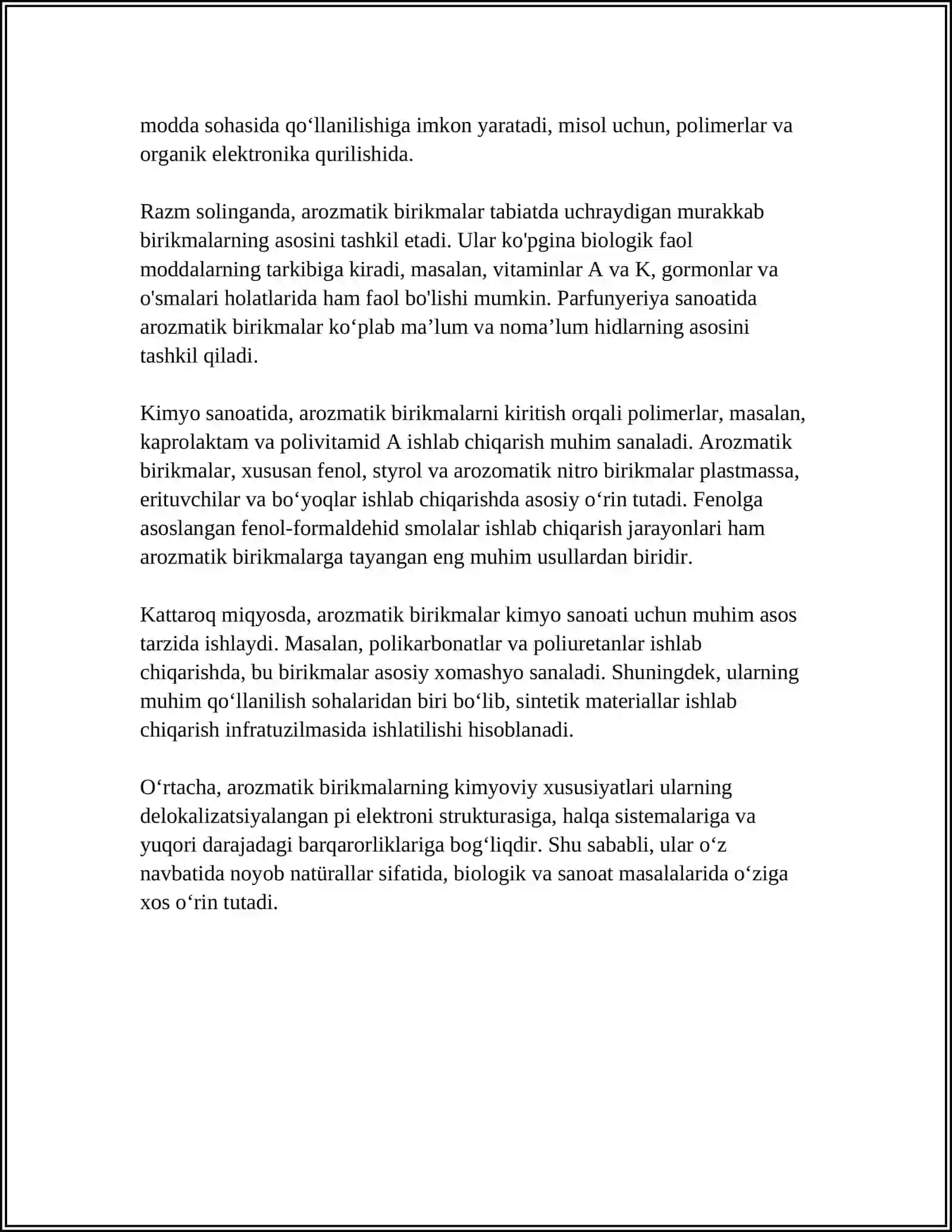 DORIVOR PREPARATLAR TARKIBIDAGI YETTI A'ZOLI ARAMATIK BIRIKMALAR 4