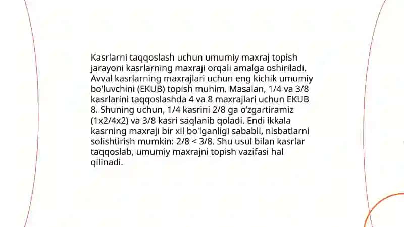 Kasrlarni taqqoslash 4