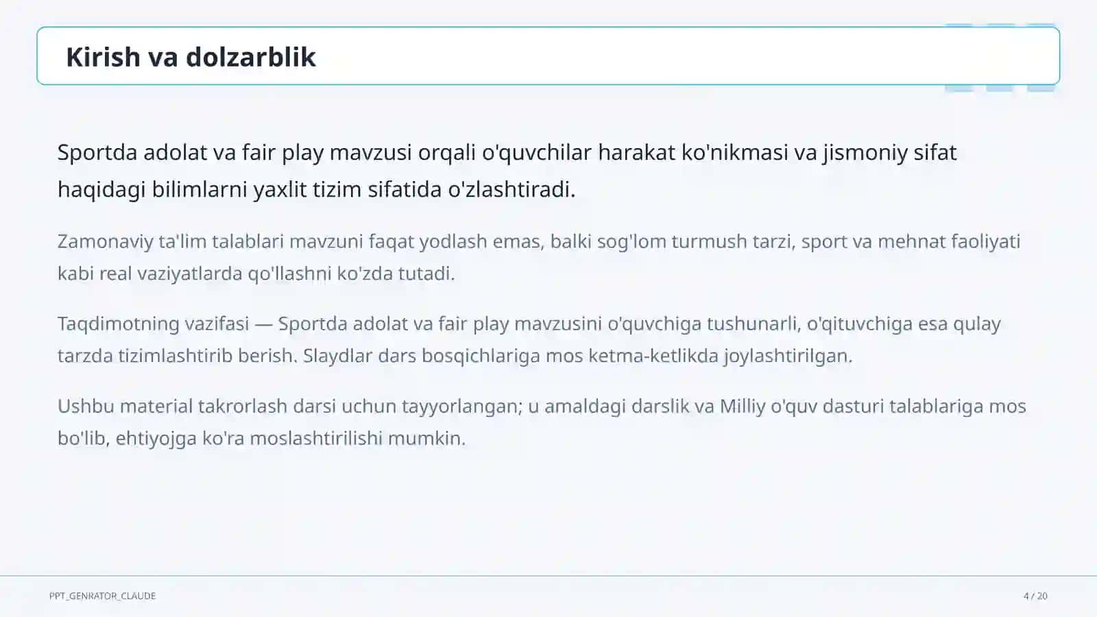 Sportda adolat va fair play (10-sinf) 4
