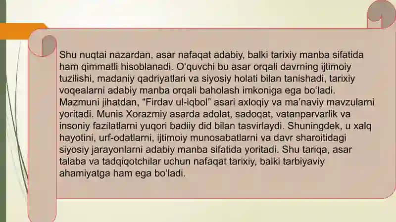 Munis Xorazmiyning "Firdav ul-iqbol" asari adabiy-tarixiy manba 4