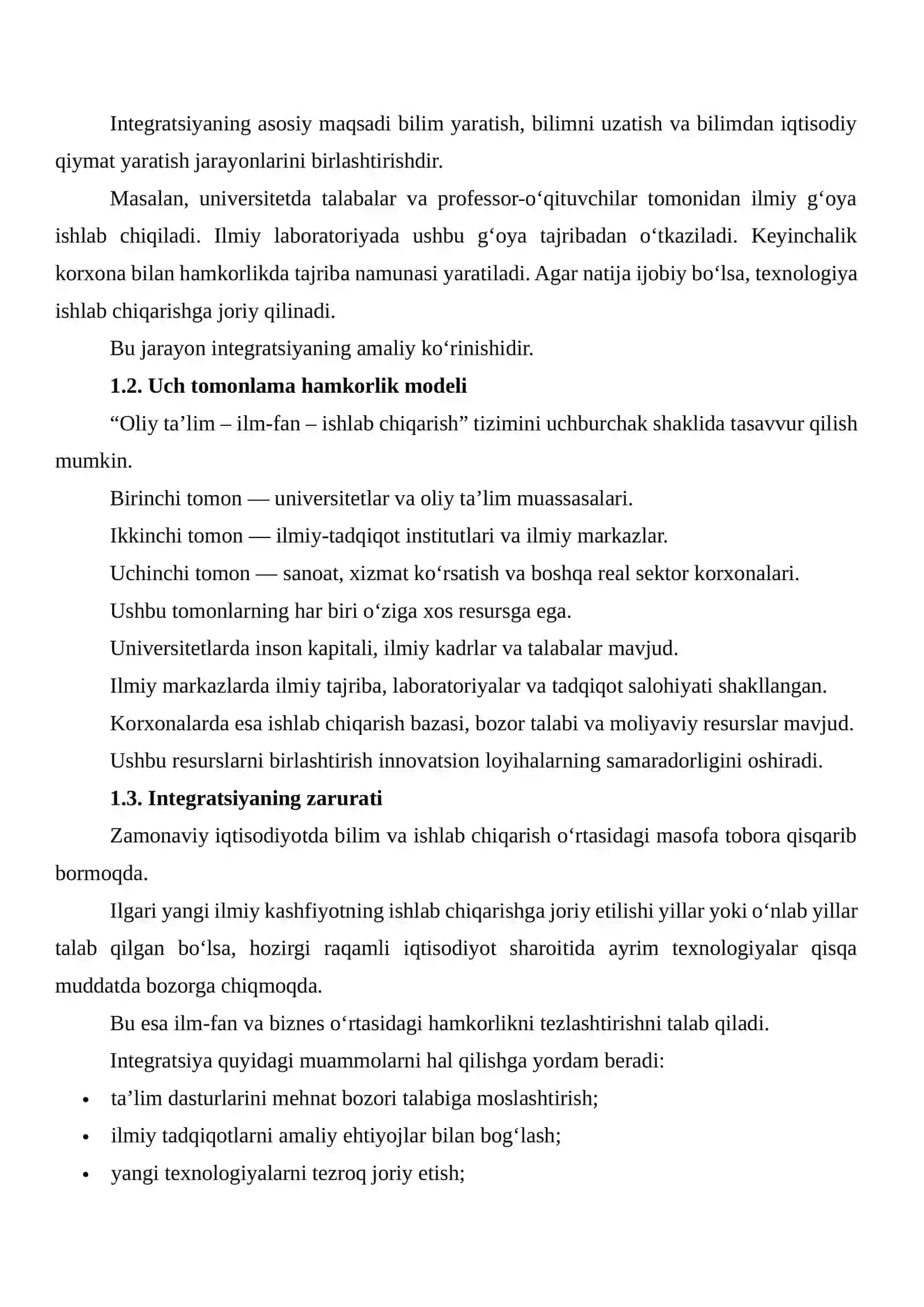 Oliy ta’lim – ilm-fan – ishlab chiqarish” integratsiyasini ta’minlash mexanizmlari 4