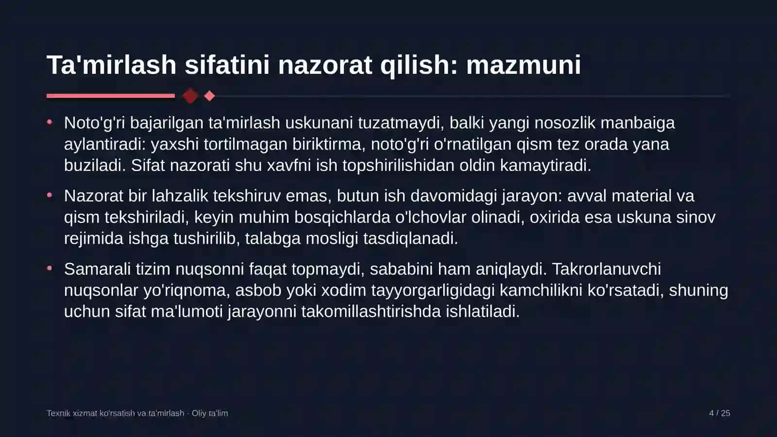 to'qimachilik korxonalarida ta'mirlash ishlari sifatini nazorat qilish 1931 4