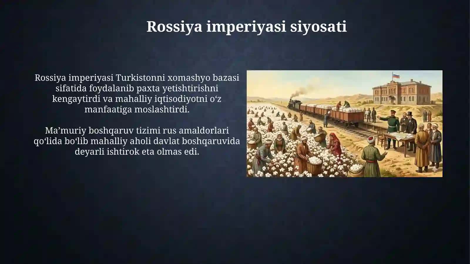 XX asr Turkistoni va Rossiya imperiyasi siyosati 4