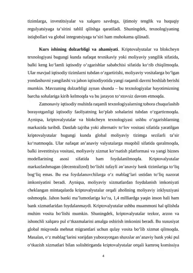 KRIPTOVALYUTALAR VA BLOKCHEYN TEXNOLOGIYALARINING IQTISODIYOTGA TA’SIRI 4