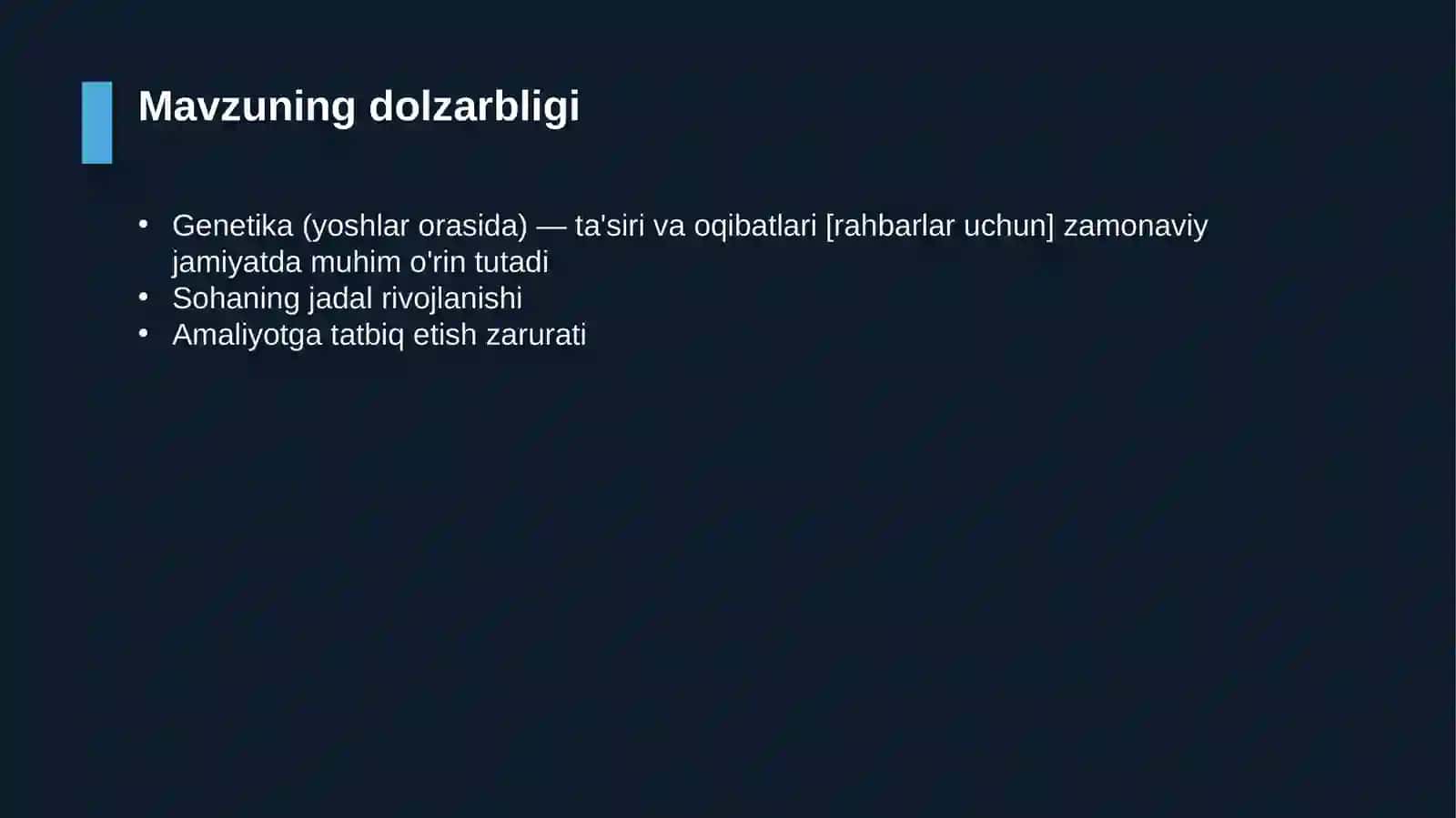 Genetika (yoshlar orasida) — ta'siri va oqibatlari [rahbarlar uchun] 4