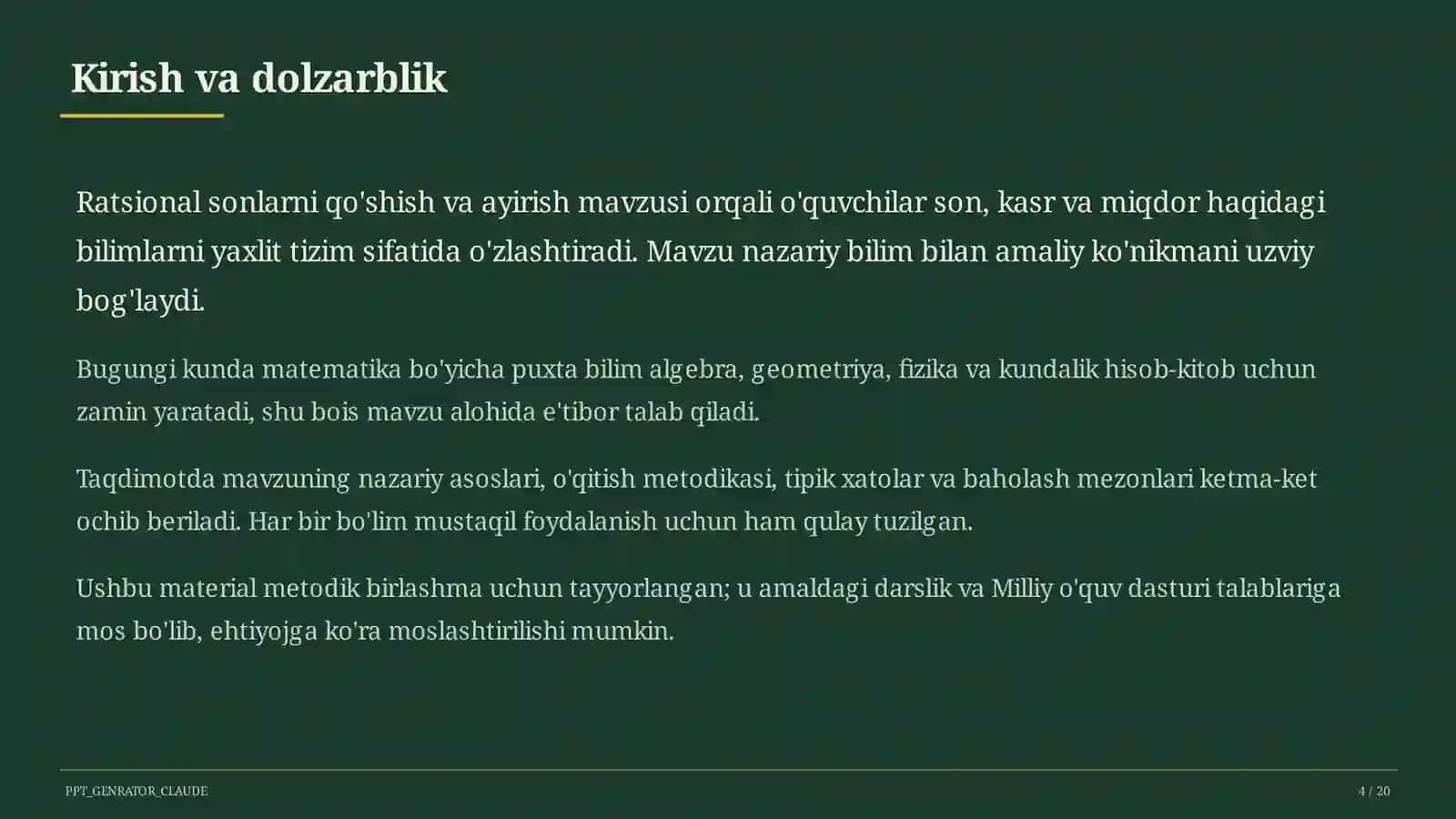 Ratsional sonlarni qo'shish va ayirish (6-sinf) 4