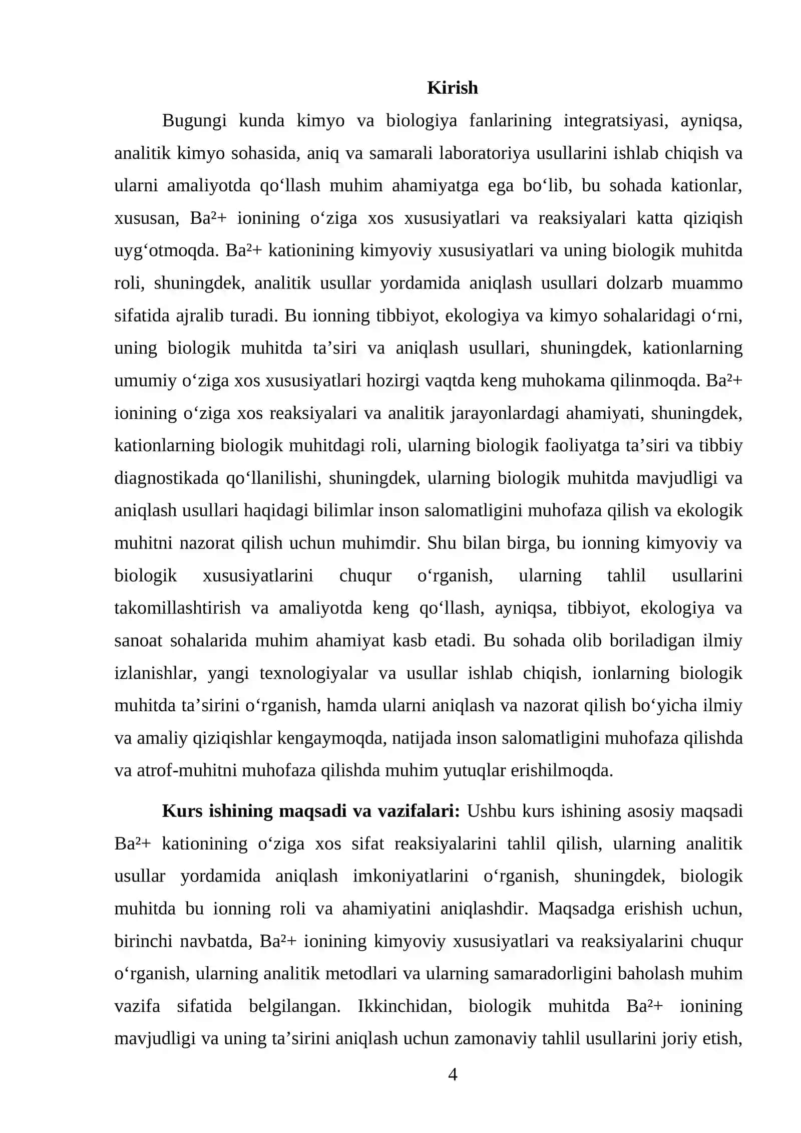 BA² KATIONINING O‘ZIGA XOS SIFAT REAKSIYALARI.II ANALITIK GURUH KATIONLARINING BIOLOGIK AHAMIYATI 4