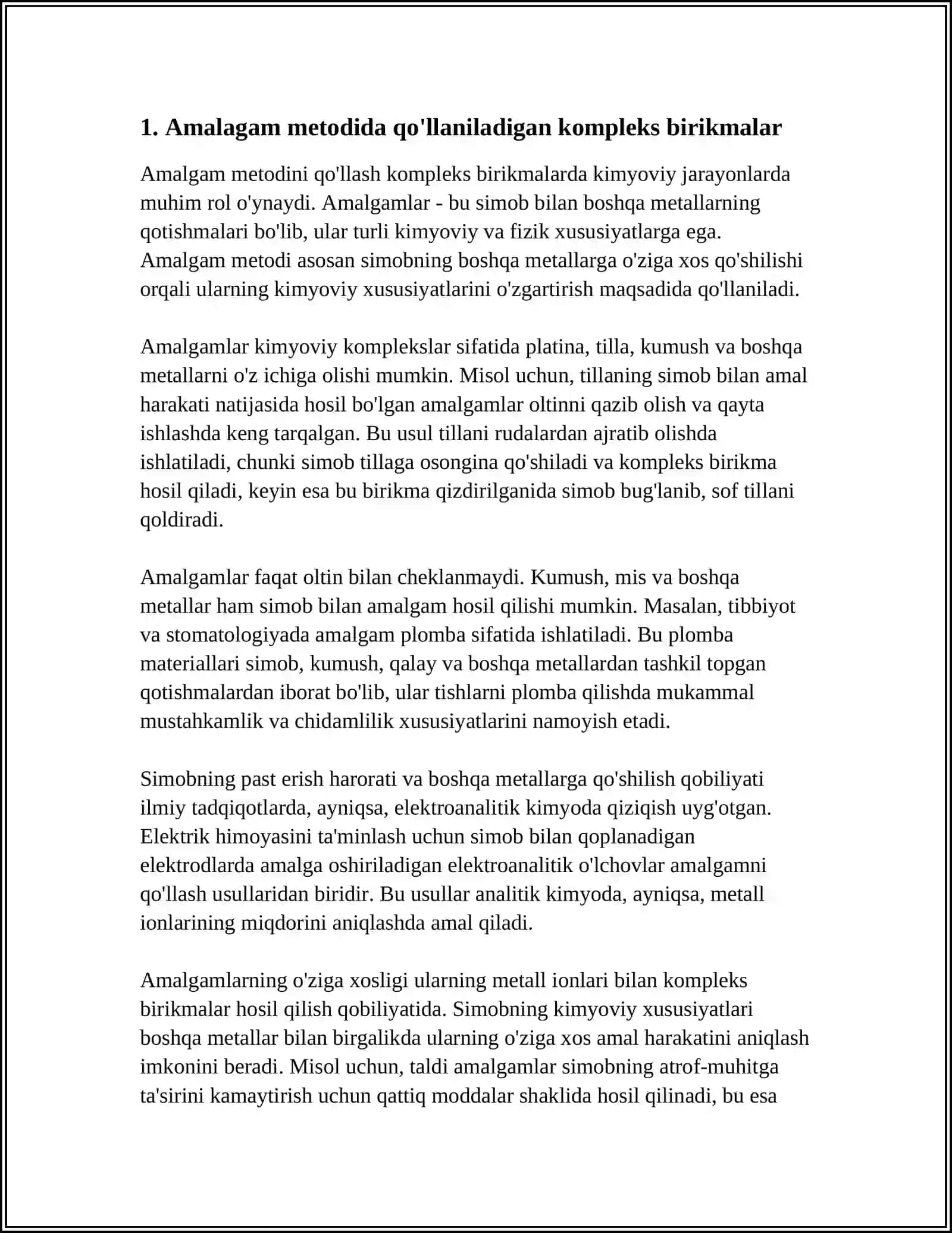 OLTIN VA KUMUSHNING OLINISHIDA QAYSI KOMPLEKS BIRIKMALAR QOʻLLANILADI 4