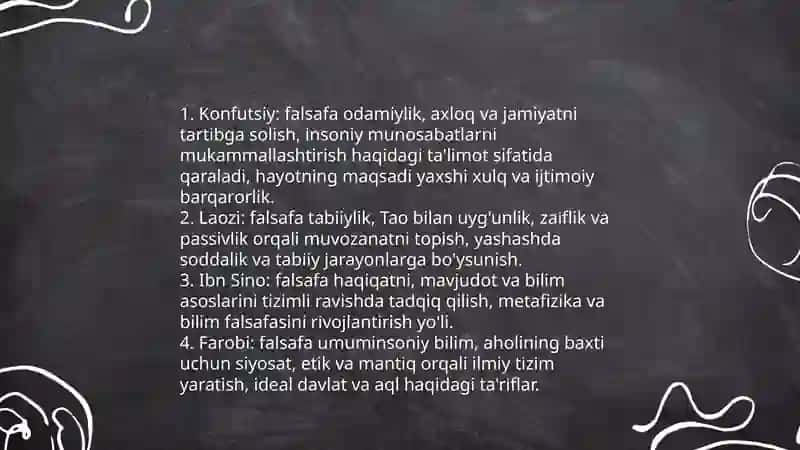 Falsafaning mohiyatiga oid Sharq va G'arb mutafakkirlari ta'riflari 4