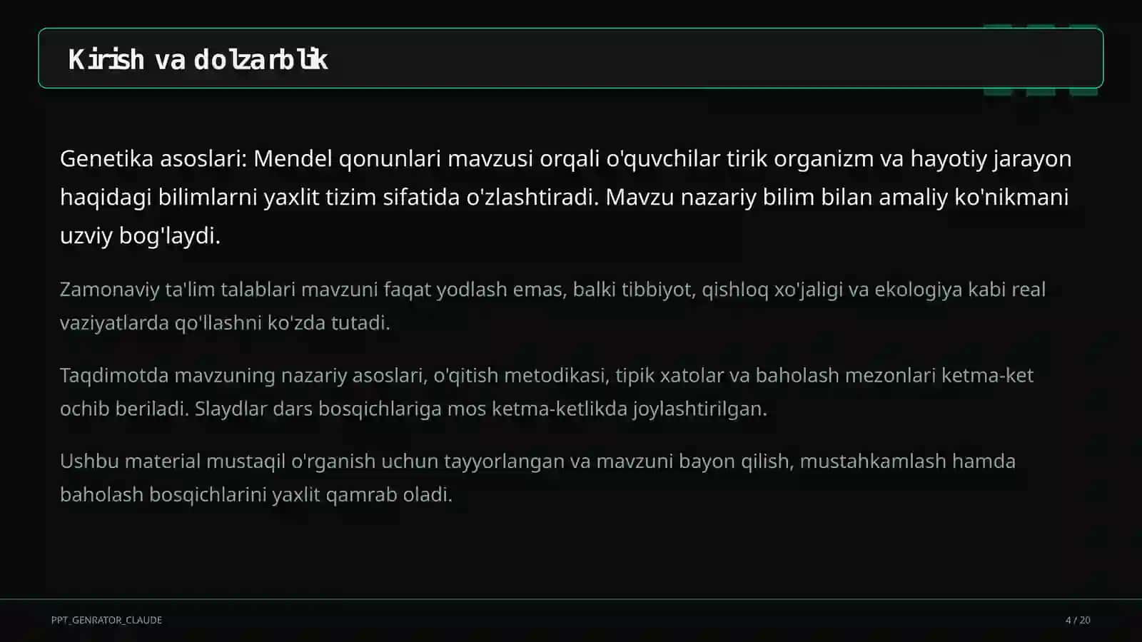 Genetika asoslari: Mendel qonunlari (9-sinf) 4