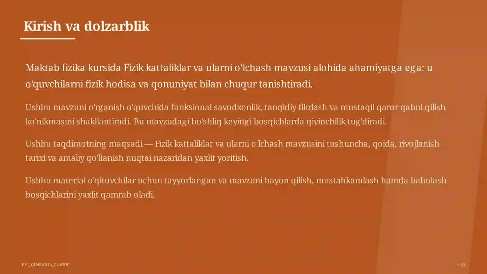 Fizik kattaliklar va ularni o'lchash (6-sinf) 4
