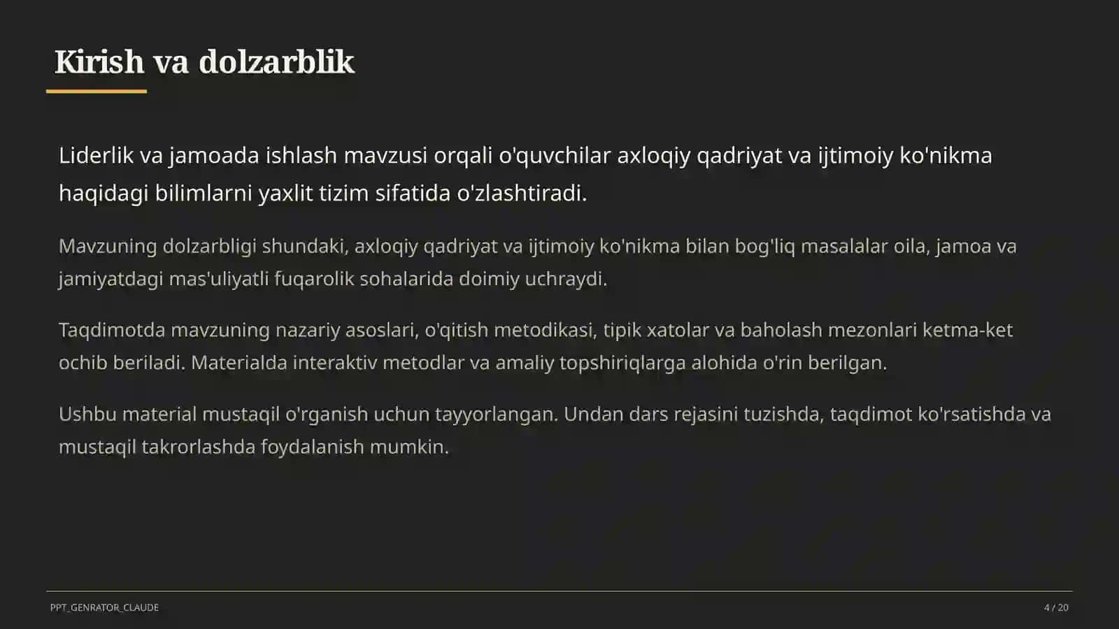 Liderlik va jamoada ishlash (11-sinf) 4