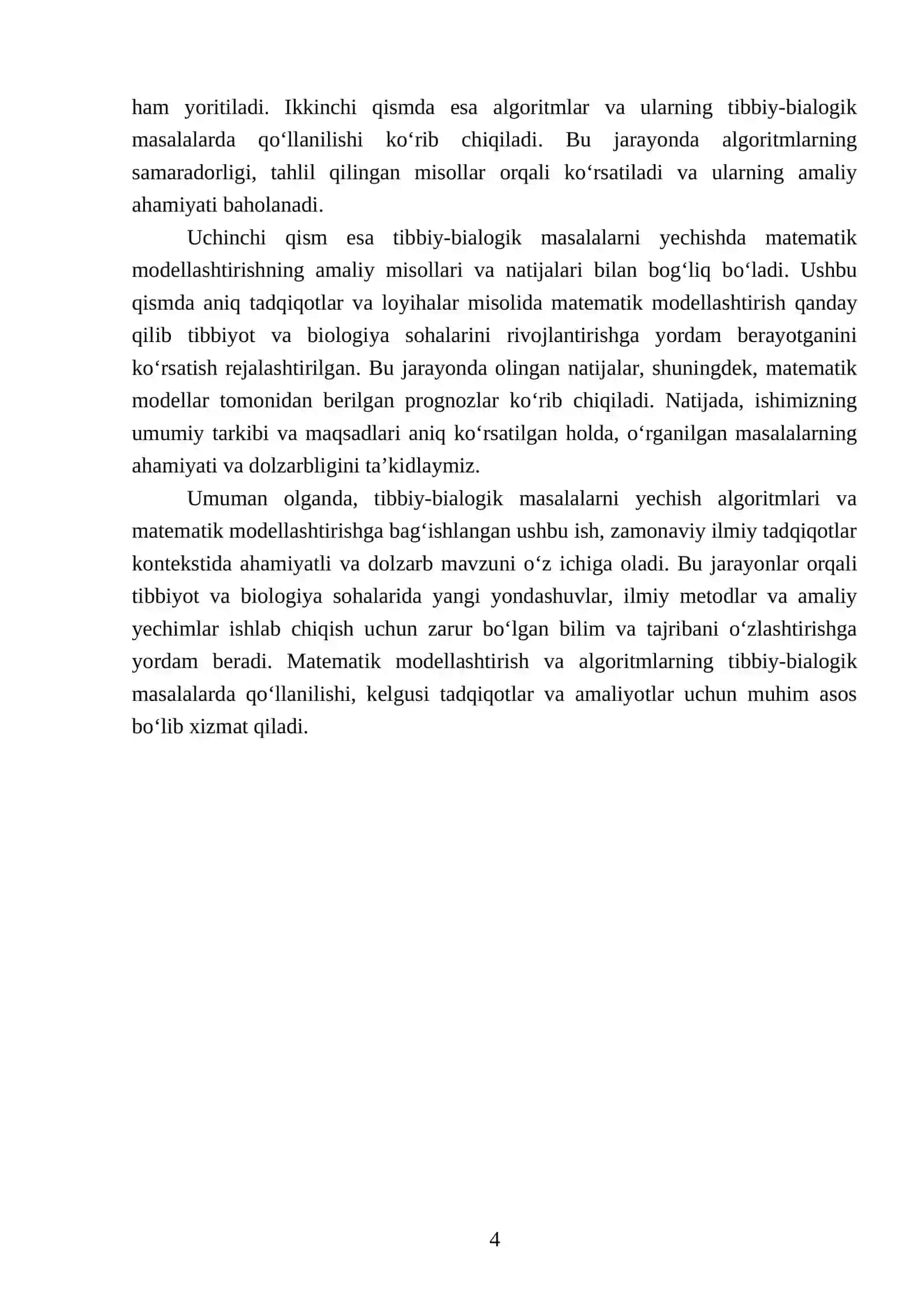 Tibbiy-bialogik masalalarni yechish algaritimlarini matematik modellashtirish 4
