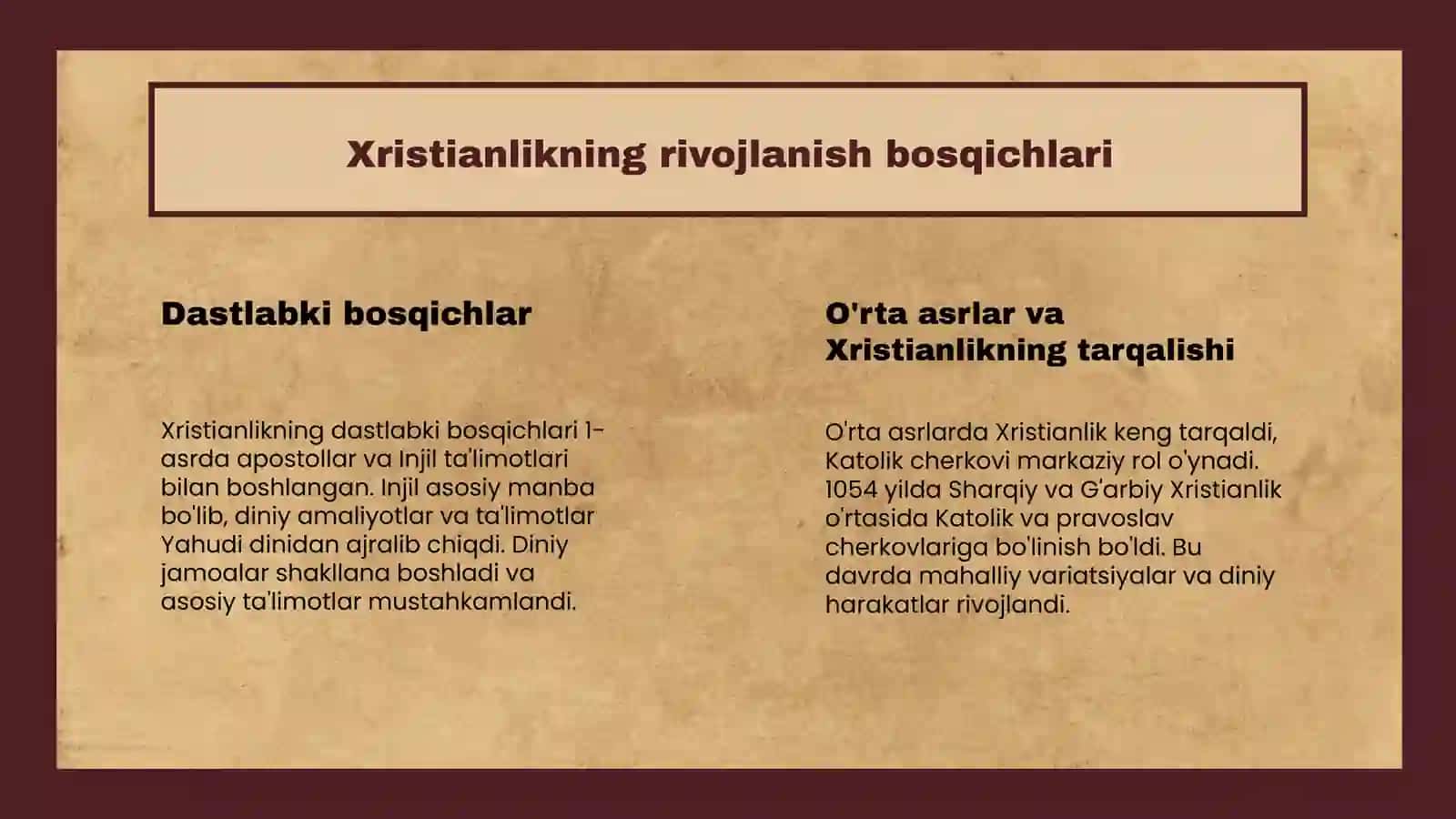 Xristianlikning paydo boʼlishi  aqidalari  asosiy  yoʻnalishlari  taʼlimotlari  va  manbalari 4