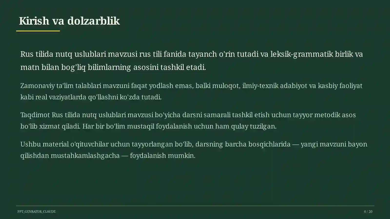 Rus tilida nutq uslublari (10-sinf) 4