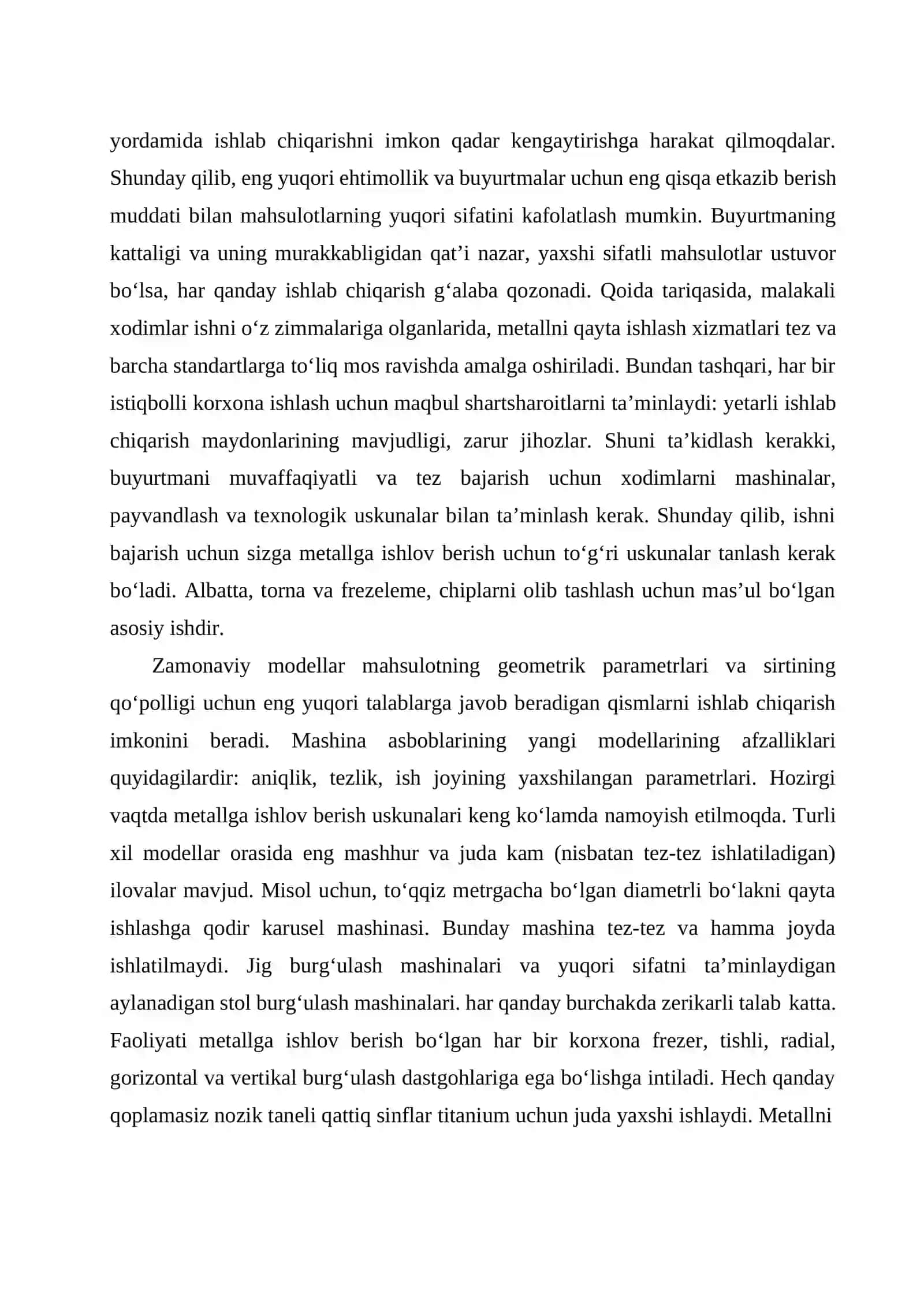 Metallarga Mexanik Ishlov Berishda Texnologik Jarayonlar Va Ularni O‘qitishda Innovasion 4