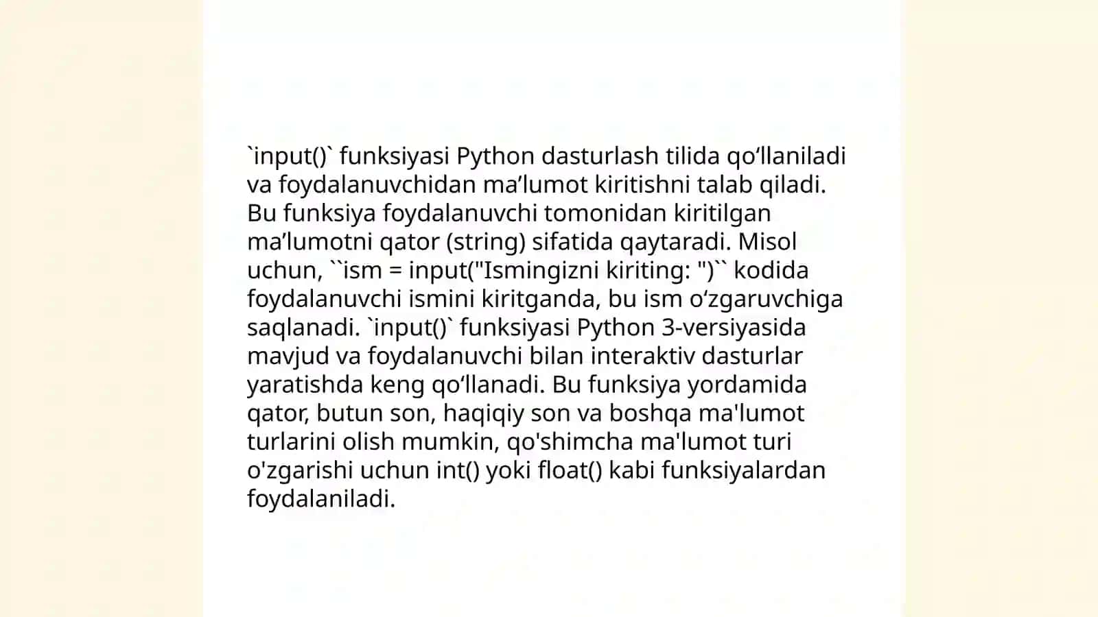 Python dasturlash tilida “build-in function” (maxsus tuzilgan funksiyalar) 4