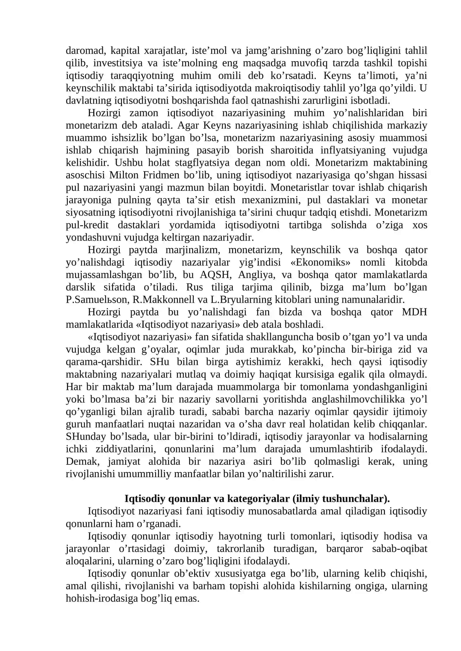 IQTISODIYOT NAZARIYASI FANINING SHAKLLANISHI VA RIVOJLANISHIDA IQTISODIY TA’LIMOTLARNING O’RNI 4