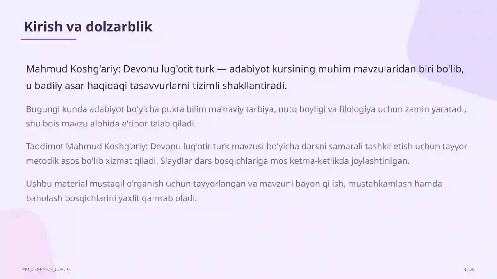 Mahmud Koshg'ariy: Devonu lug'otit turk (7-sinf) 4