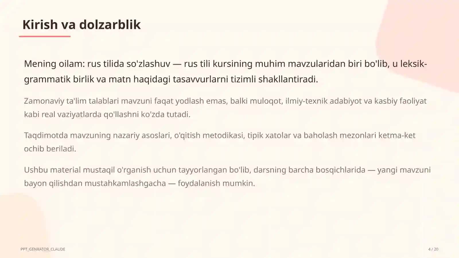 Mening oilam: rus tilida so'zlashuv (3-sinf) 4
