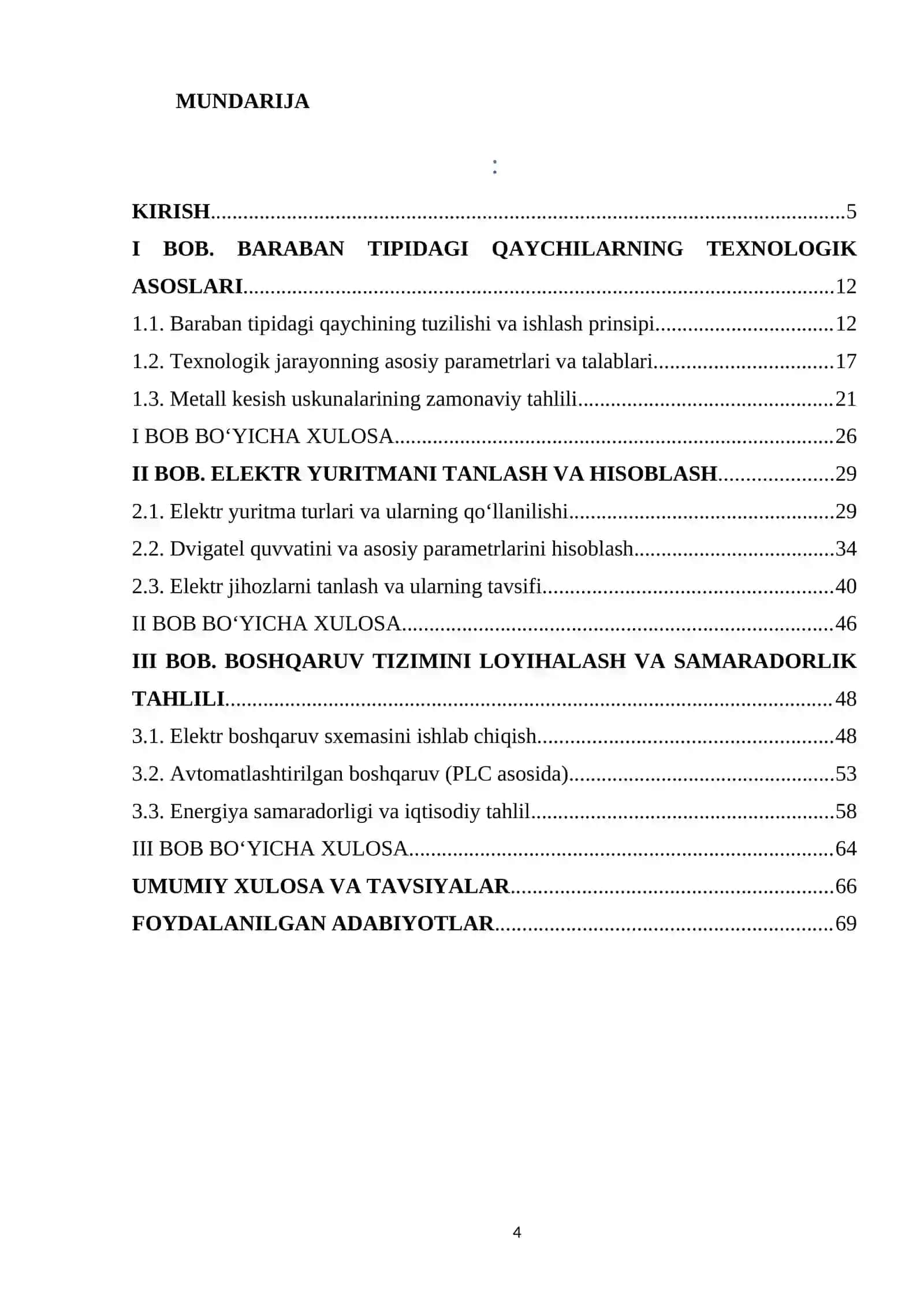 Baraban tipidagi qaychini boshqaruvchi elektr jihozlar va elektr yuritmani loyihalash 4
